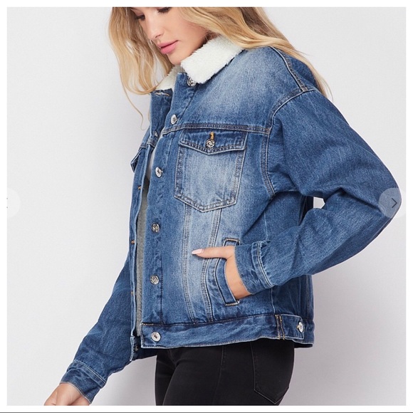 Faux fur lined retro chic denim jacket - Picture 3 of 5